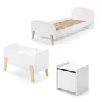 Paris Prix Pack - Lit Enfant, Chevet & Coffre  Kiddy  90x200cm Blanc
