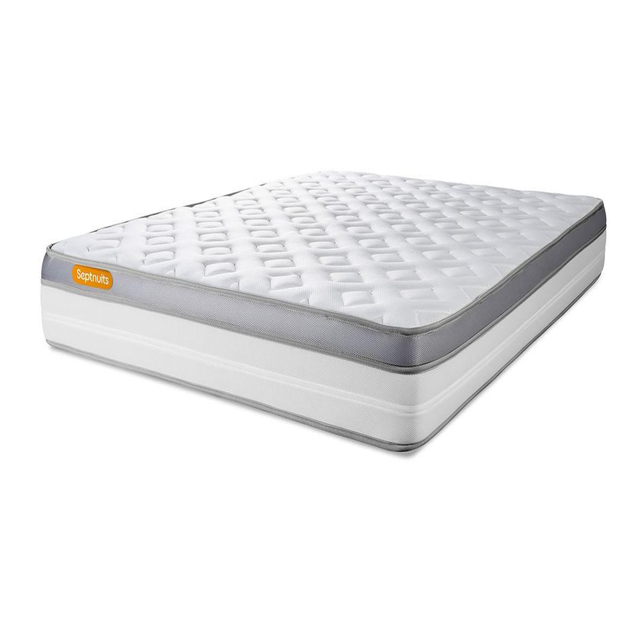 Voir la diapositive 3 : SEPTNUITS Pack matelas + sommier kit gris Memo Zen Mousse à mémoire de forme MAXI épaisseur + Couette + 2 oreillers