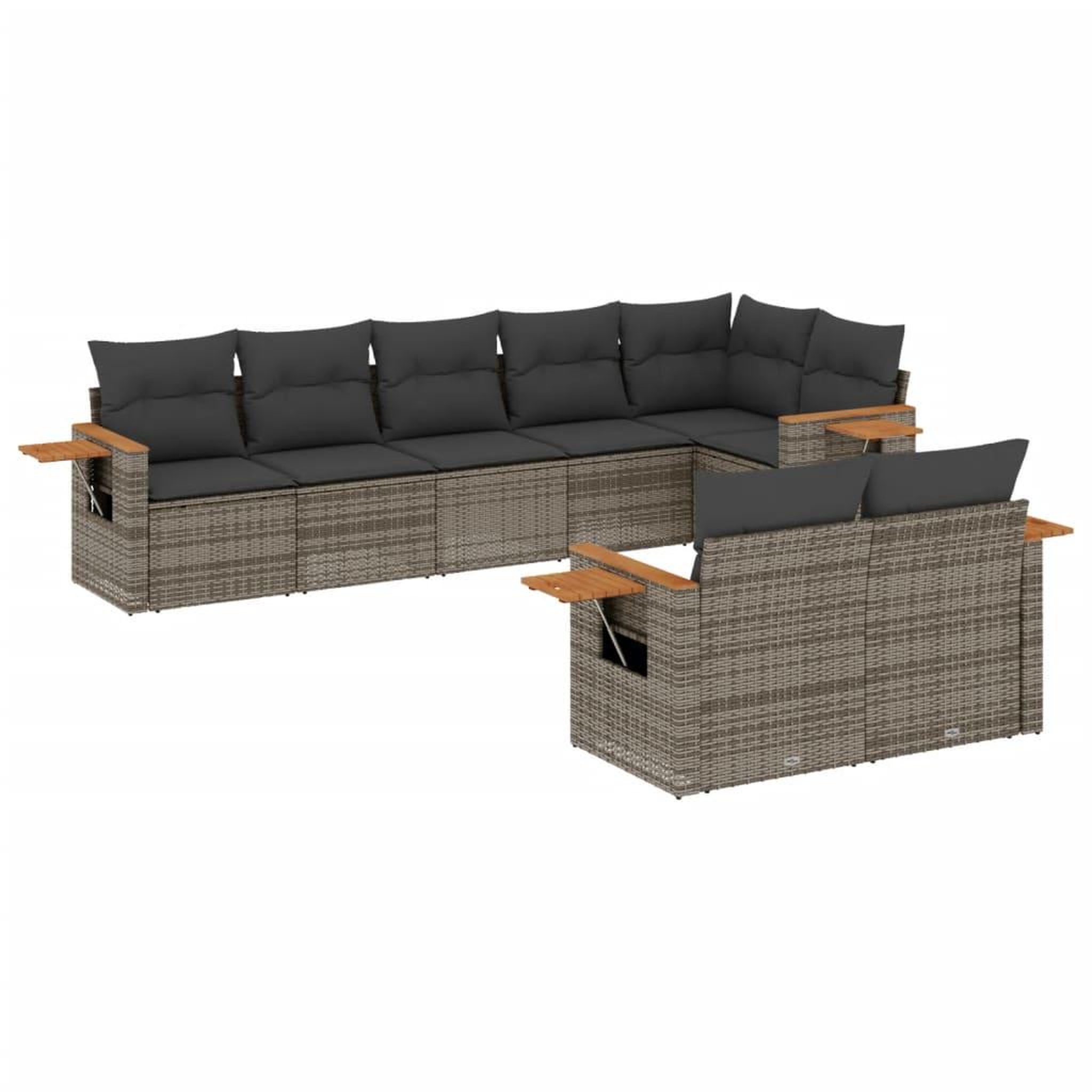 Voir la diapositive 2 : VIDAXL Salon de jardin 8 pcs avec coussins gris resine tressee