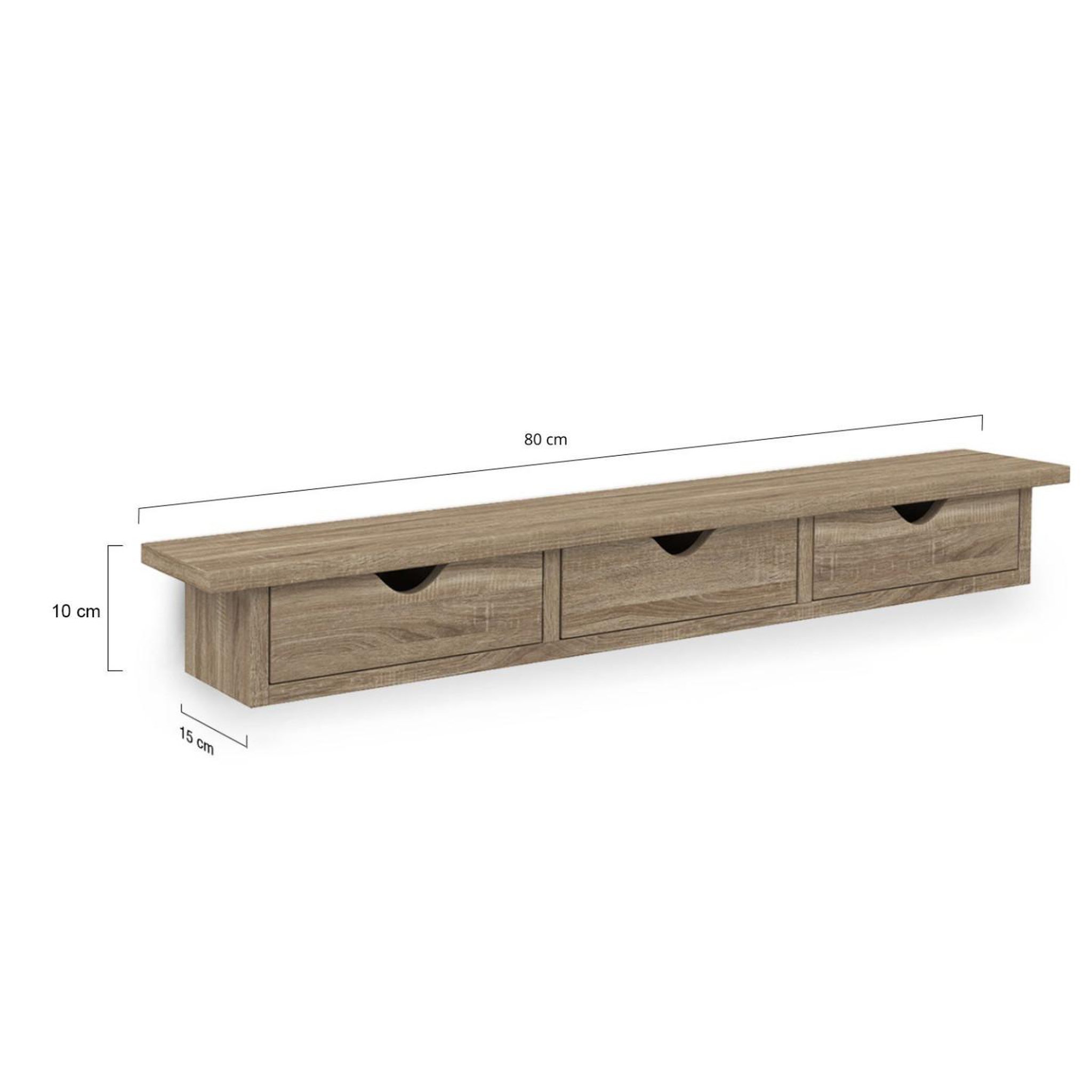 Voir la diapositive 5 : ID MARKET Etagère murale console d'entrée lise 3 tiroirs façon hêtre