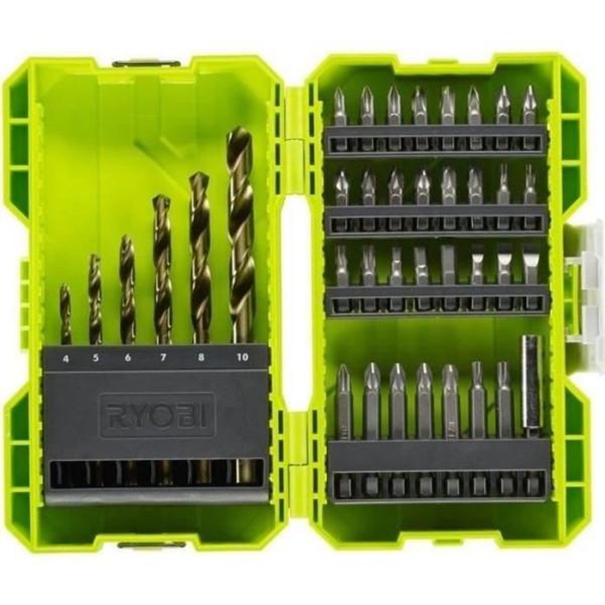Ryobi Ryobi - coffret empilable 38 accessoires mixtes perçage - vissage : 6 forets hss + embouts & 1 porte-embout - rak38sdd