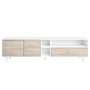 Voir la diapositive 1 : HOMIFAB Meuble TV 2 portes 1 tiroir effet bois et blanc 180 cm - Megan