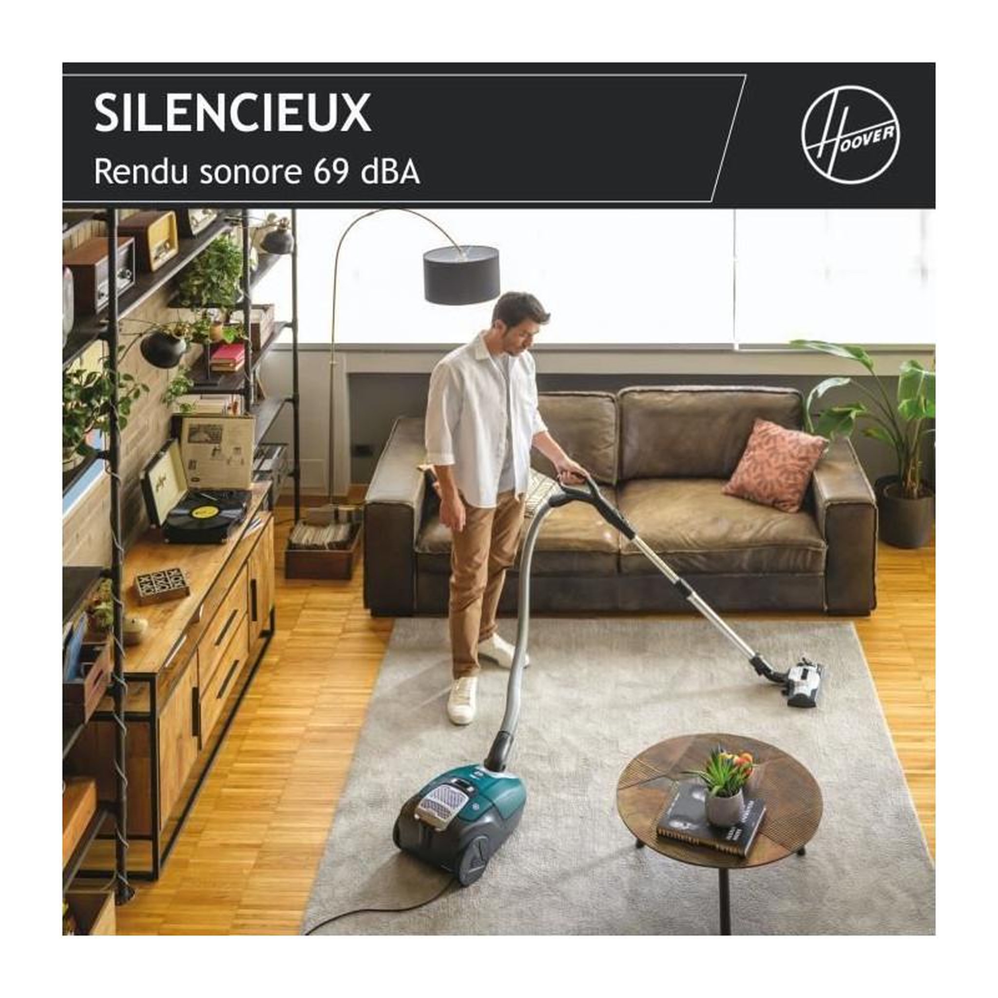 Voir la diapositive 3 : HOOVER HOOVER HE530ALG Aspirateur traîneau avec sac, Puissant 850 W, Silencieux 69db, Grande Capacité 3,5L Special Allergie & Poils A