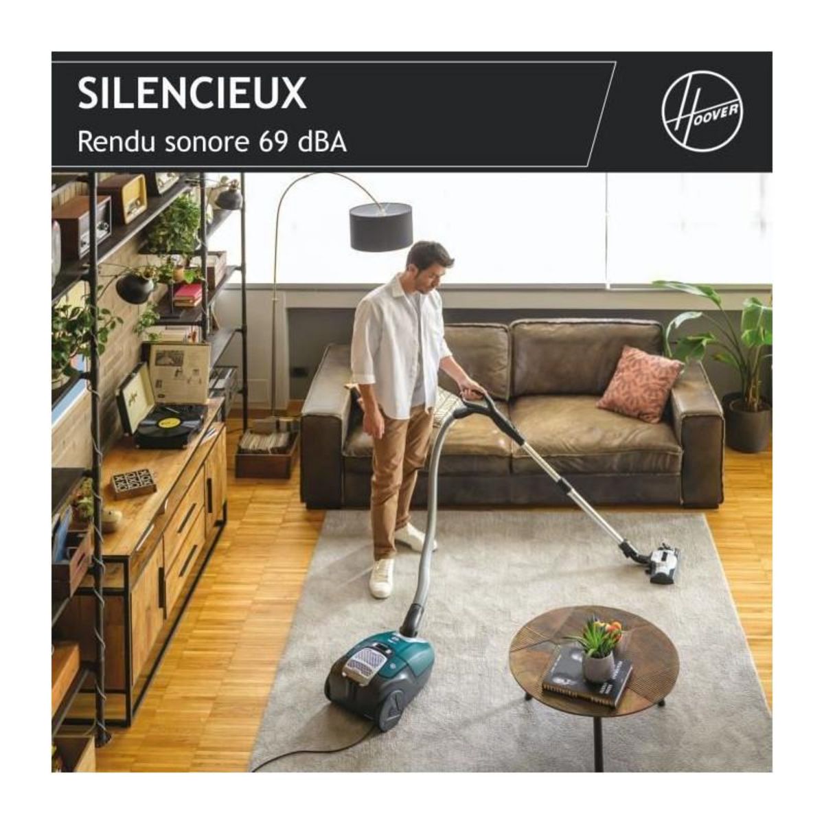 HOOVER HOOVER HE530ALG Aspirateur traîneau avec sac, Puissant 850 W, Silencieux 69db, Grande Capacité 3,5L Special Allergie & Poils A