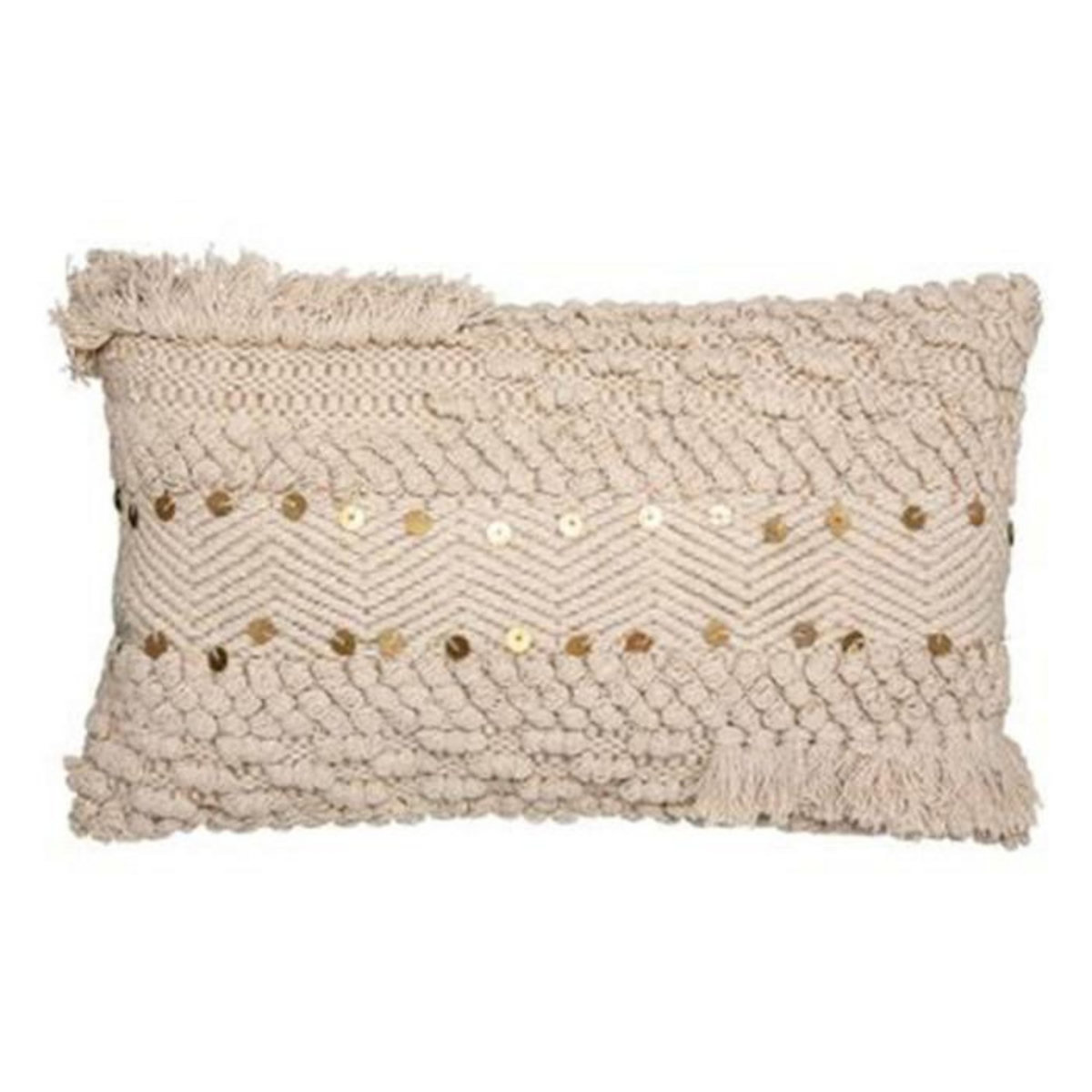 ATMOSPHERA Coussin Déco  Jute & Sequins  30x50cm Ivoire