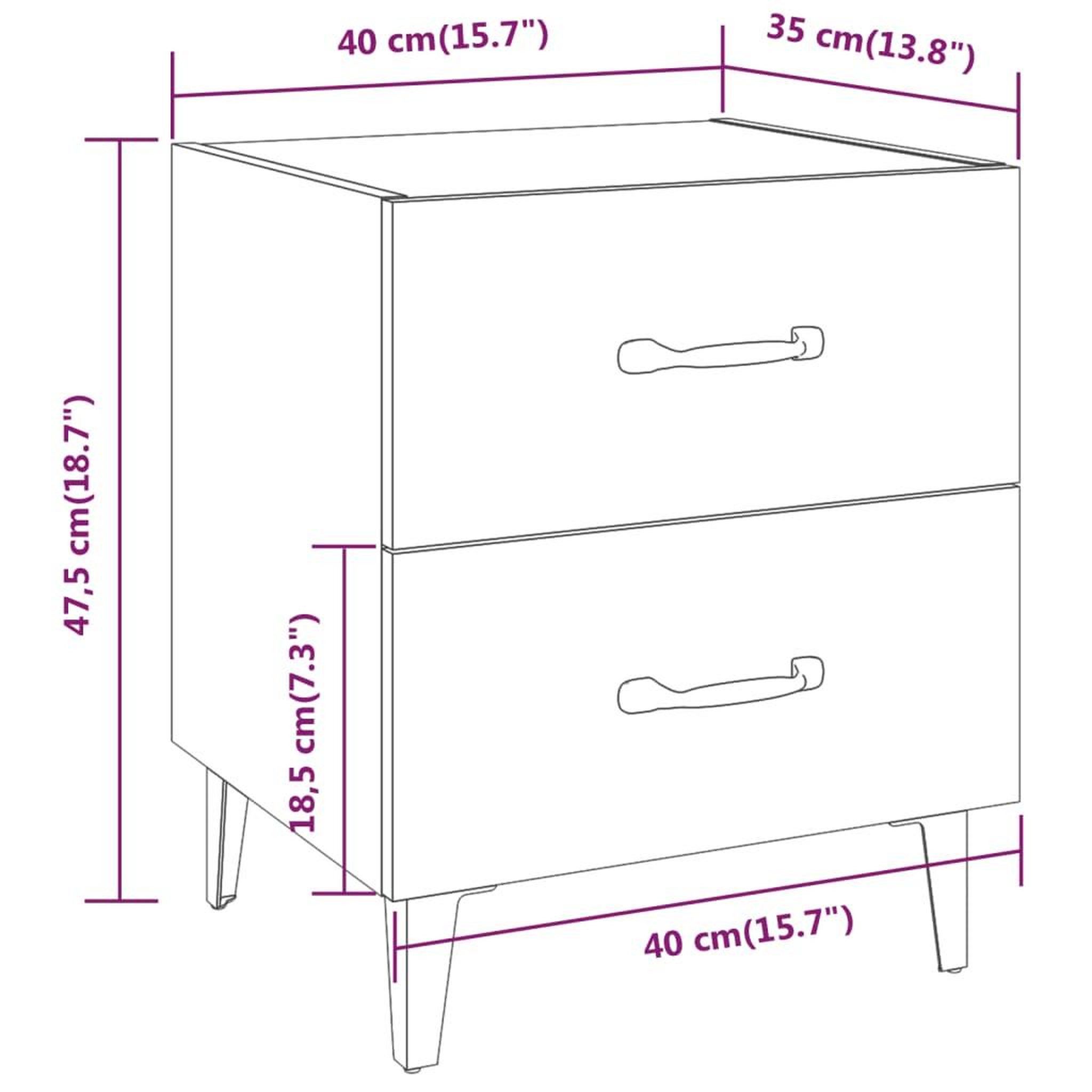 Voir la diapositive 6 : VIDAXL Tables de chevet 2 pcs Blanc 40x35x47,5 cm