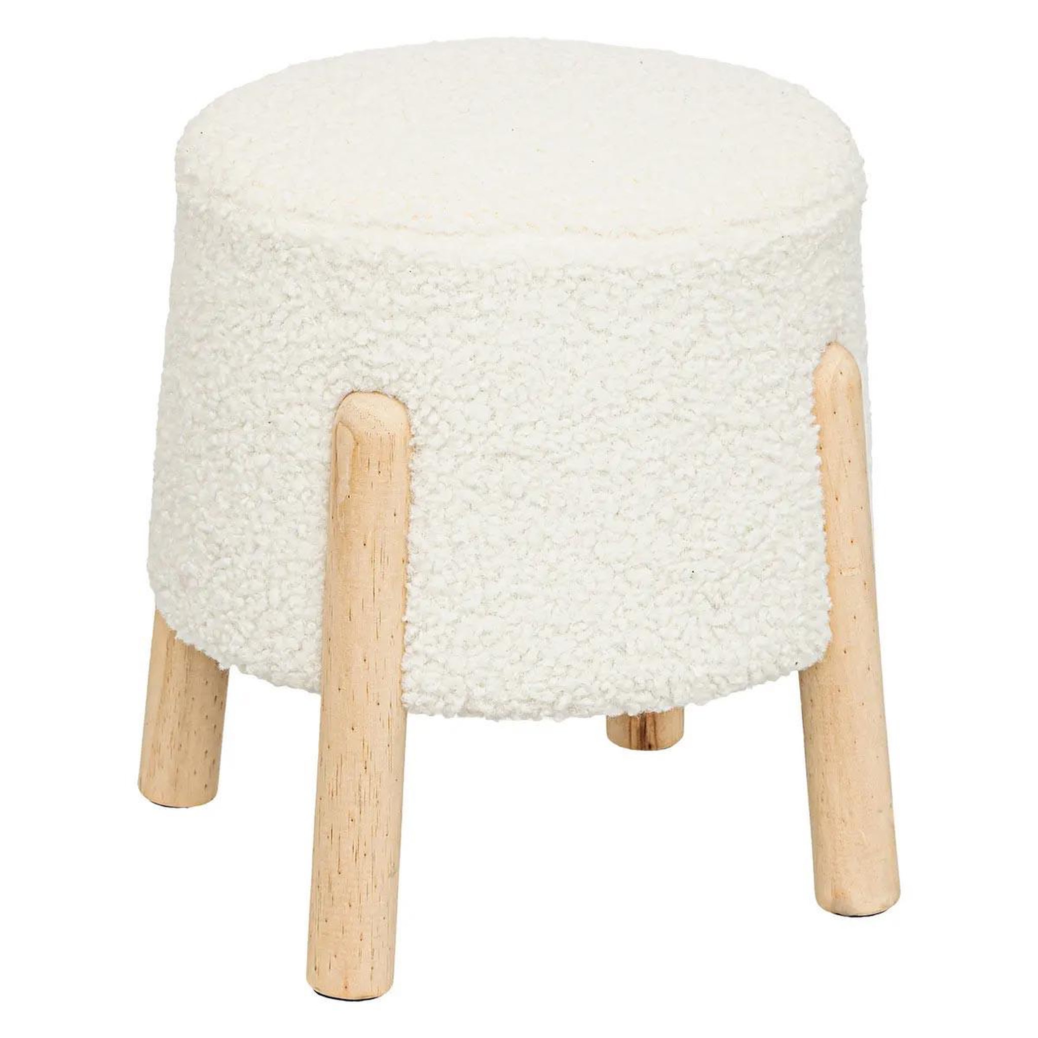 ATMOSPHERA Tabouret d'appoint bouclette  inuit dreams  41cm blanc