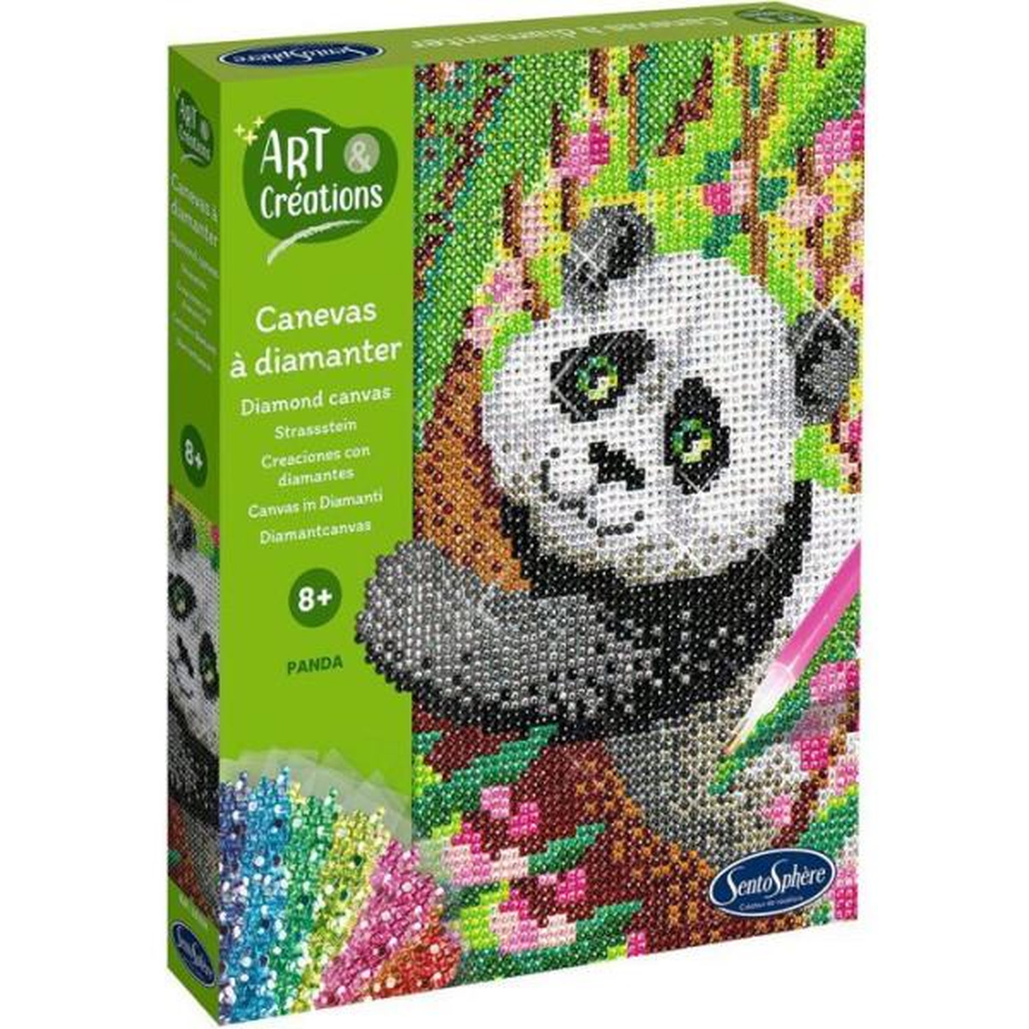 Création a base de mini strass - SENTOSPHERE - Art & Créations - Canevas a Diamanter - Panda - Des 8 ans