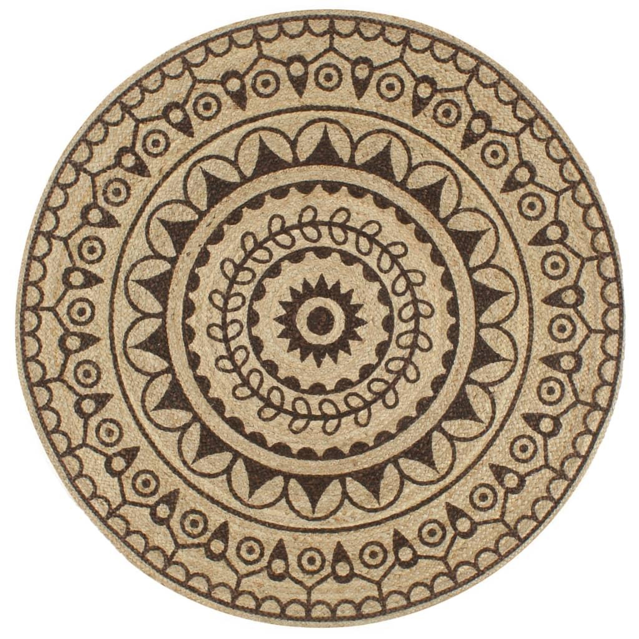 VIDAXL Tapis fait a la main Jute avec imprime marron fonce 150 cm