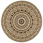 VIDAXL Tapis fait a la main Jute avec imprime marron fonce 150 cm