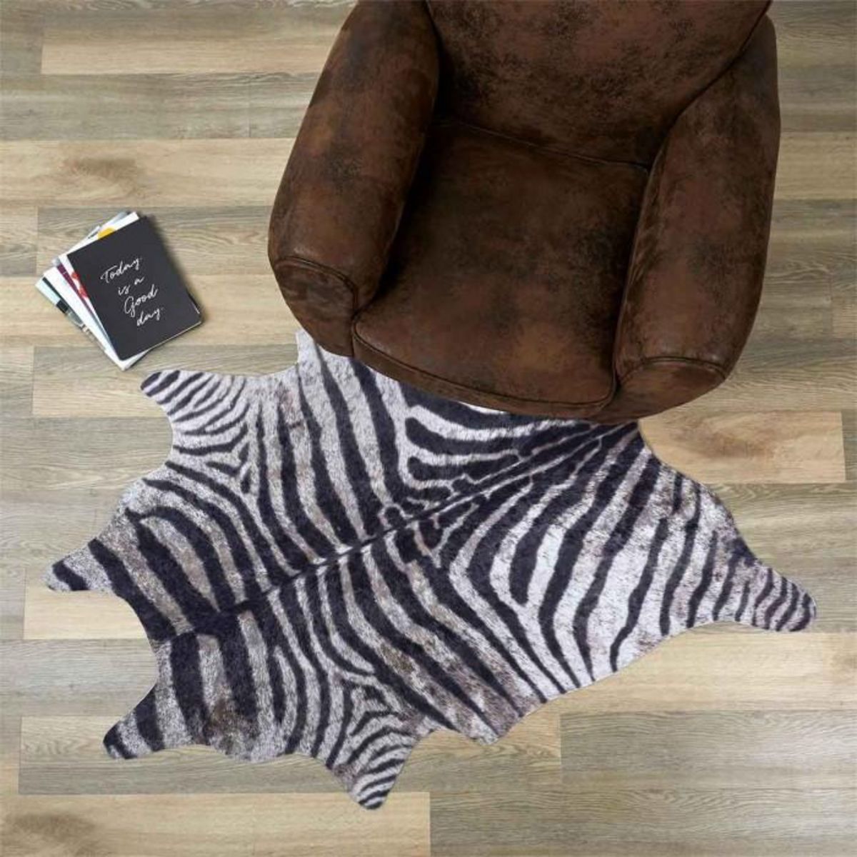 Paris Prix Tapis Peau de Zèbre  Imitation  120x158cm Noir