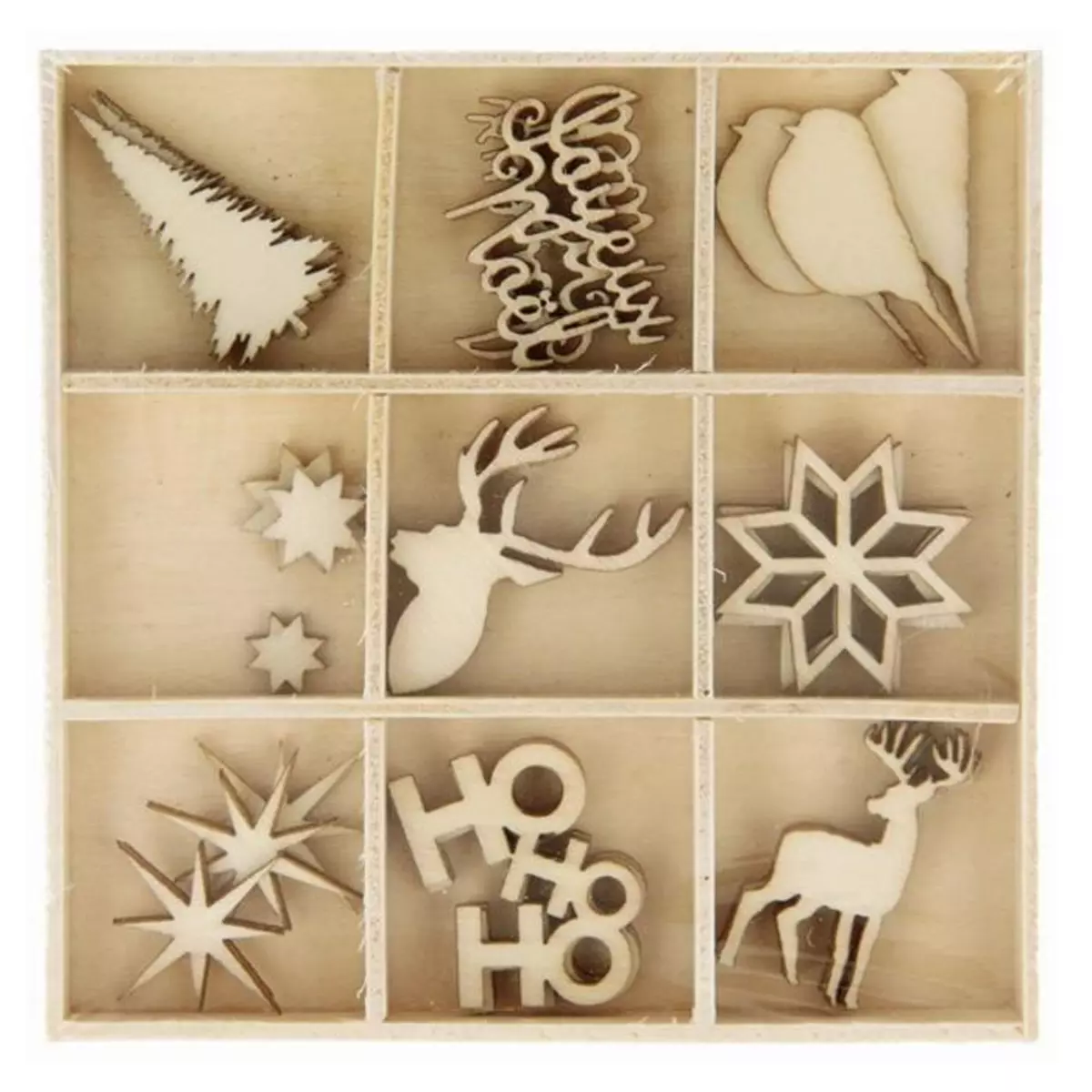 Artemio Coffret de 27 mini décorations en bois de Noël