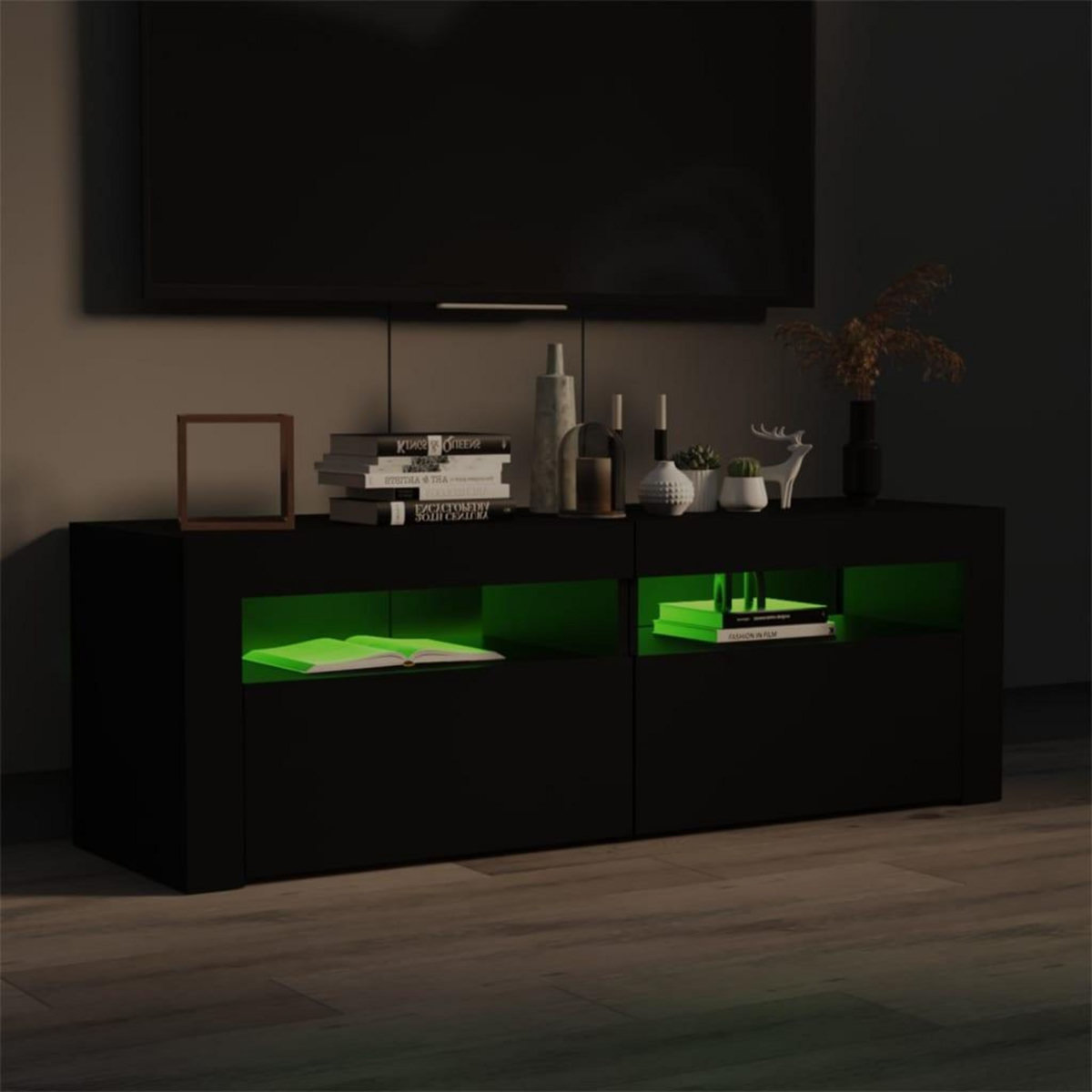 VIDAXL Meuble TV avec lumieres LED noir 120x35x40 cm