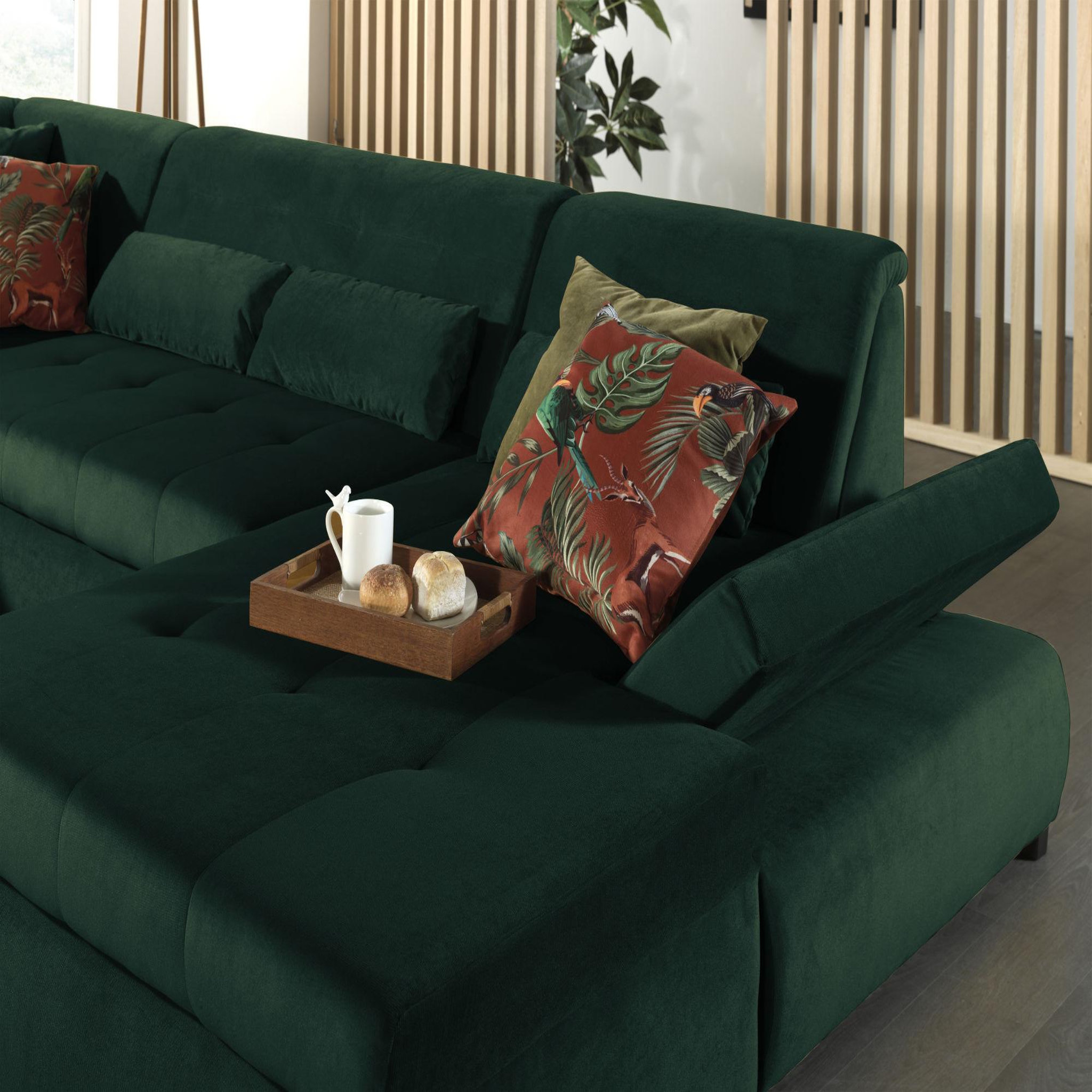 Voir la diapositive 3 : LISA DESIGN Vermont - canapé panoramique d'angle gauche - 7 places - xxl - en velours