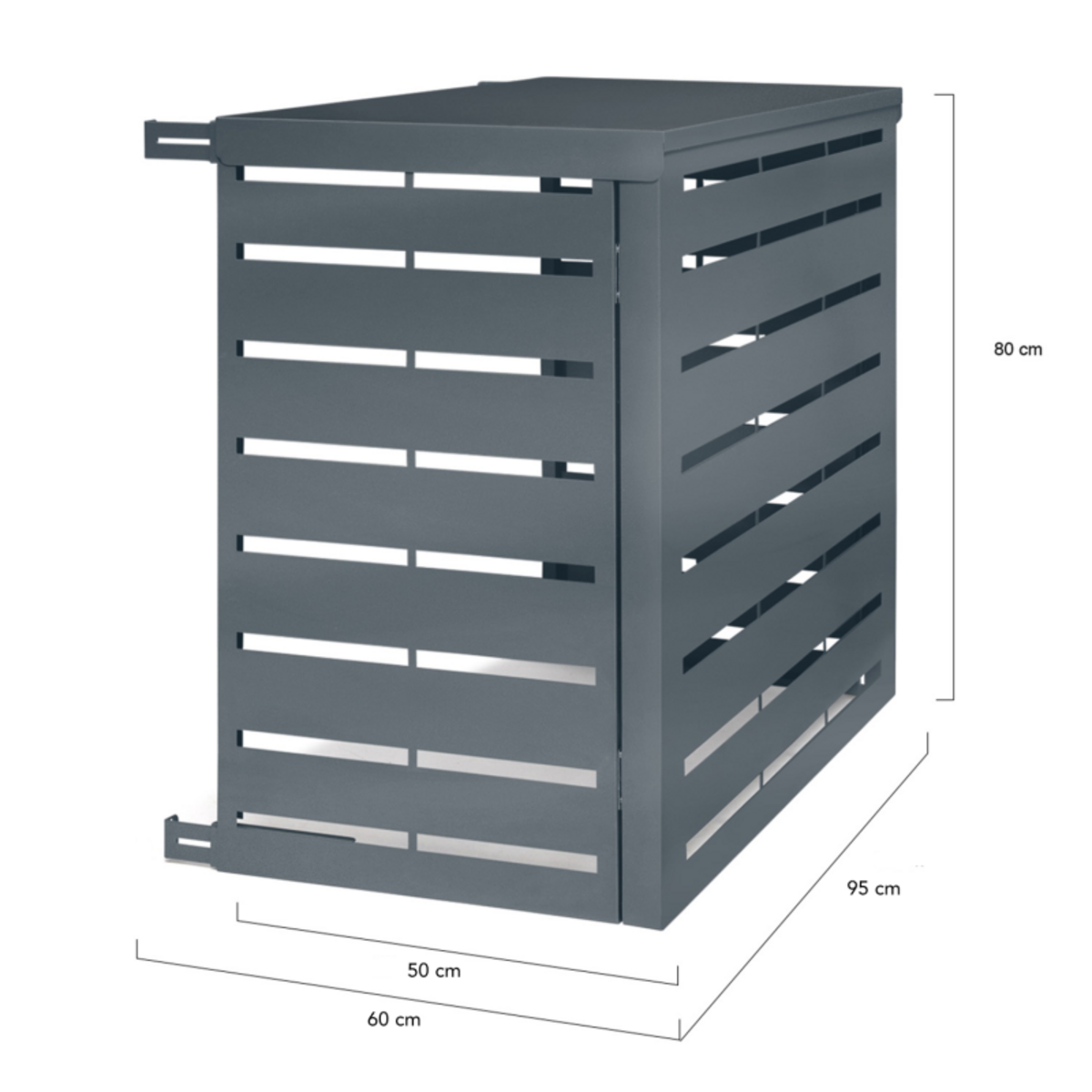 ID MARKET Cache climatiseur en métal gris anthracite protection unité extérieur 95 x 50 x 80 CM