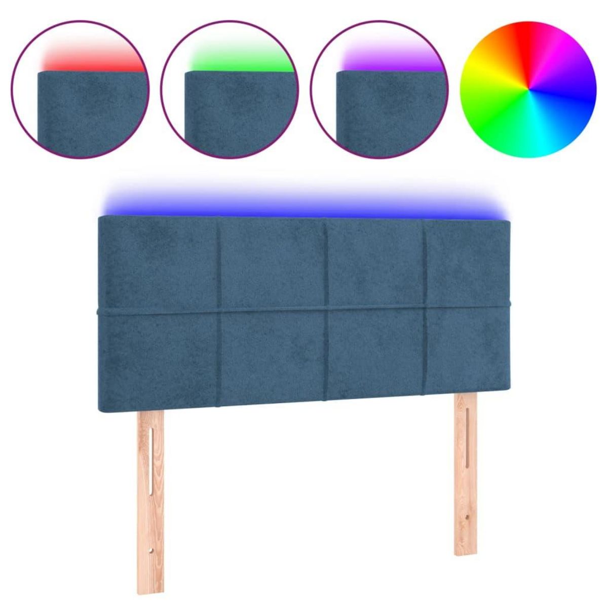 VIDAXL Tete de lit a LED Bleu fonce 100x5x78/88 cm Velours