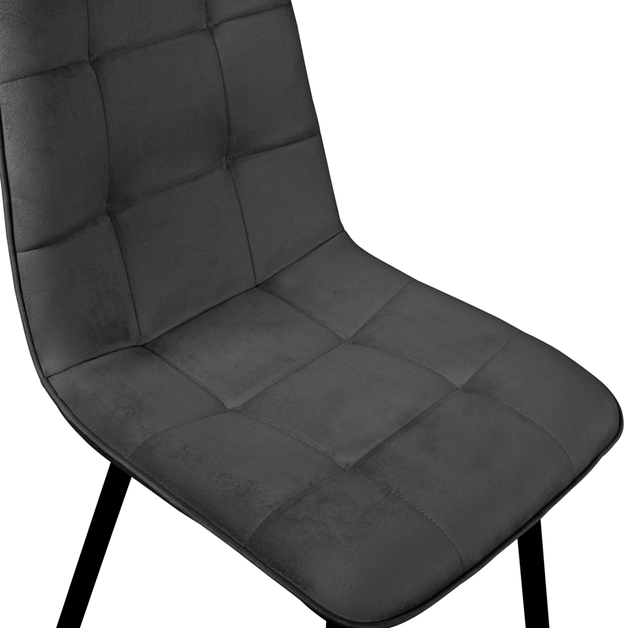 Voir la diapositive 6 : ID MARKET Lot de 4 chaises mila en velours gris foncé pour salle à manger