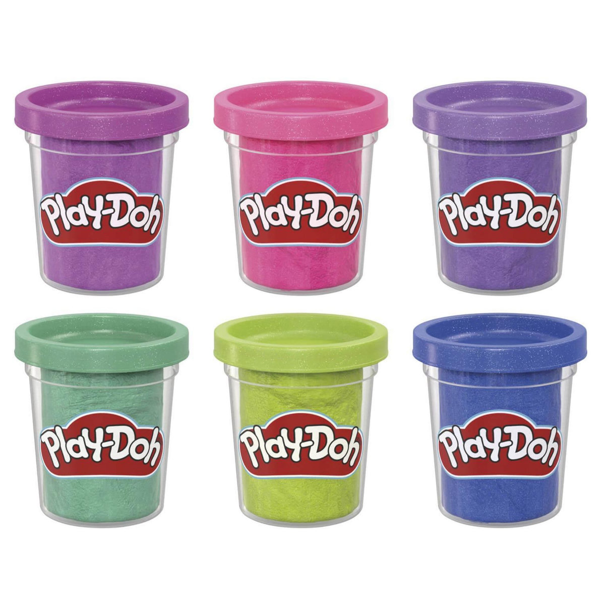 Play-Doh Coffret Play-Doh : 6 pots de pâte à modeler à paillettes