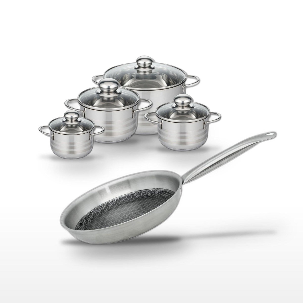 ELO Lot Poêle 24 cm & 4 Faitouts Elo Relief Solution