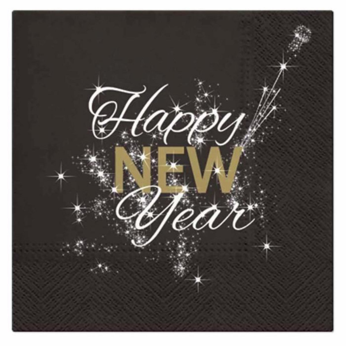 Paris Prix Lot de 20 Serviettes en Papier  Happy New Year  33x33cm Noir