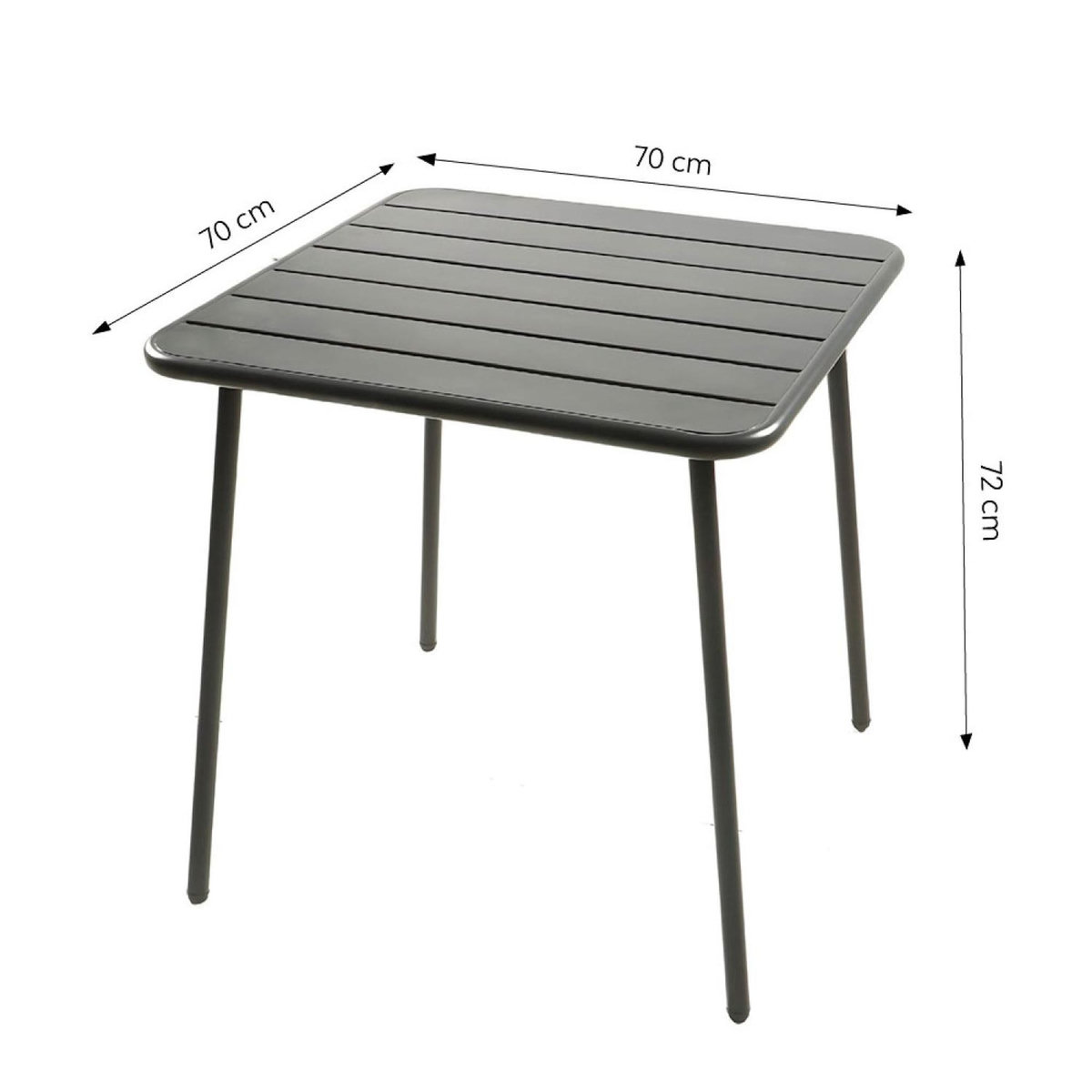 CONCEPT USINE Table carrée 4 places 70x70cm gris foncé BERGAME