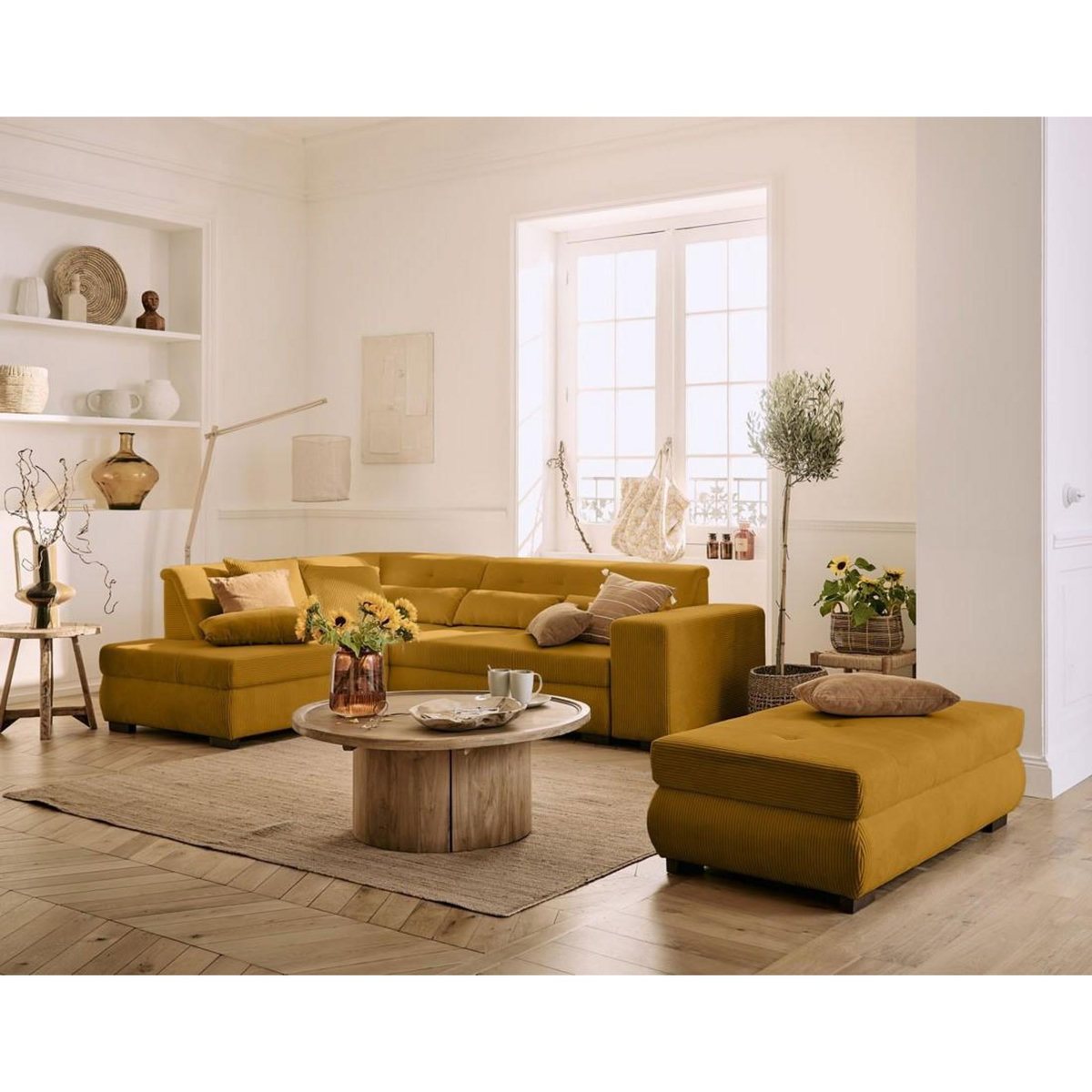 LISA DESIGN Vermont - canapé d'angle gauche - 5 places - convertible - en velours côtelé