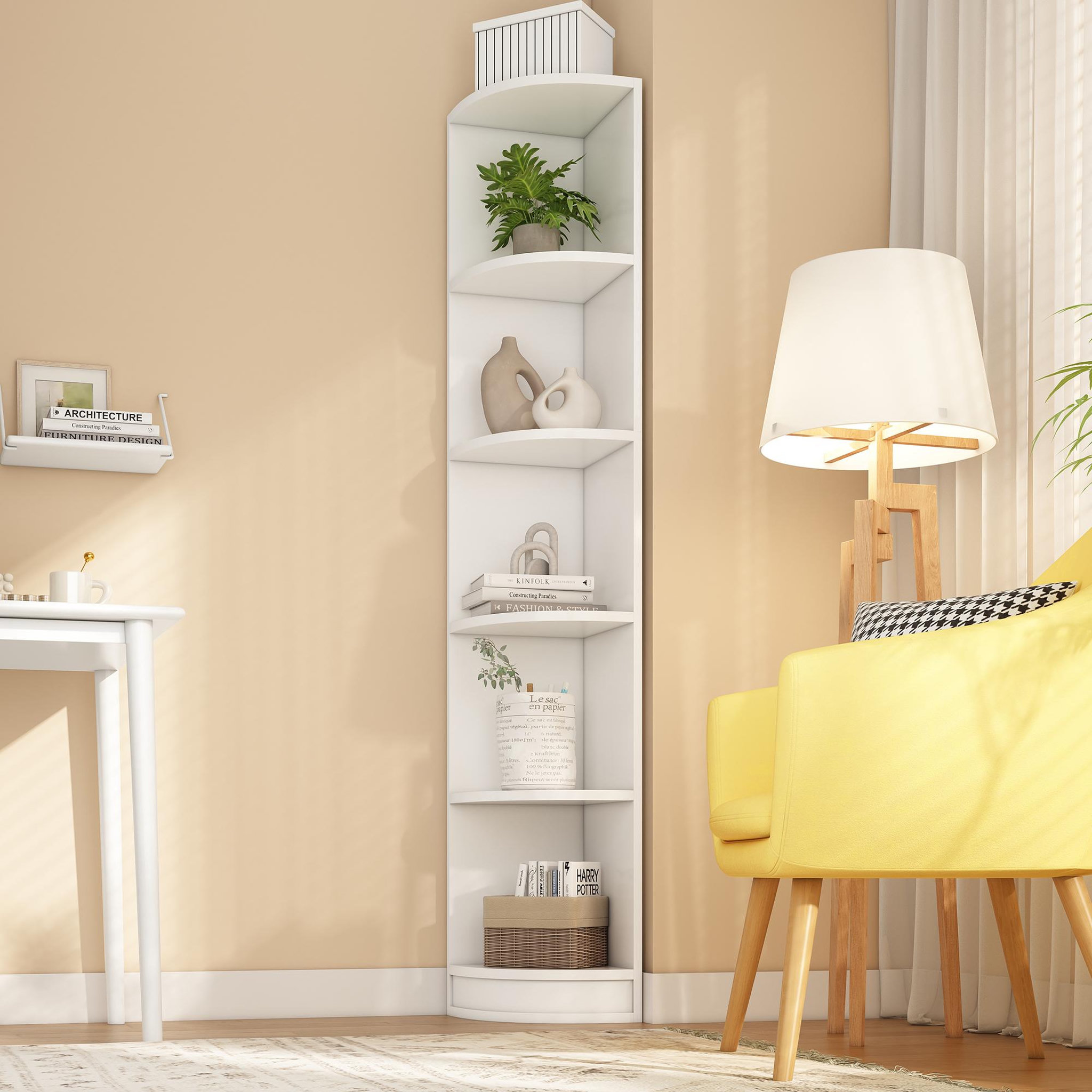 Voir la diapositive 4 : MERAX Etagère à poser d'angle blanc - 42 cm mdf
