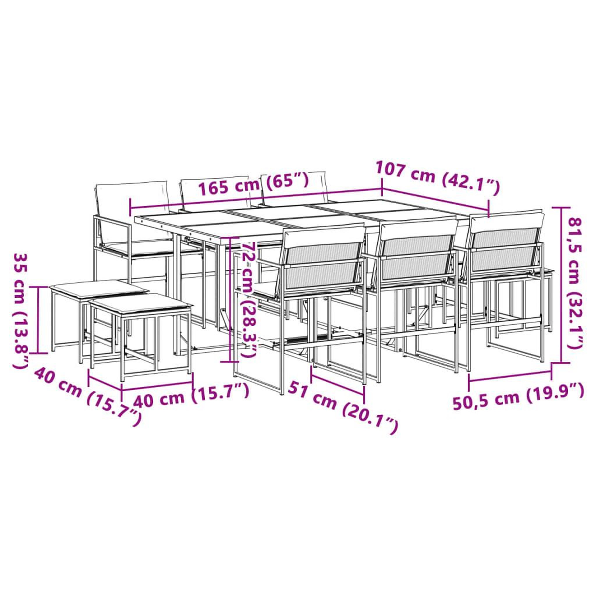 Voir la diapositive 6 : VIDAXL Ensemble a manger de jardin avec coussins 11pcs blanc textilene