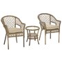 OUTSUNNY Outsunny Ensemble bistro de jardin style bohème chic 2 fauteuils avec coussins + table basse résine tressée beige