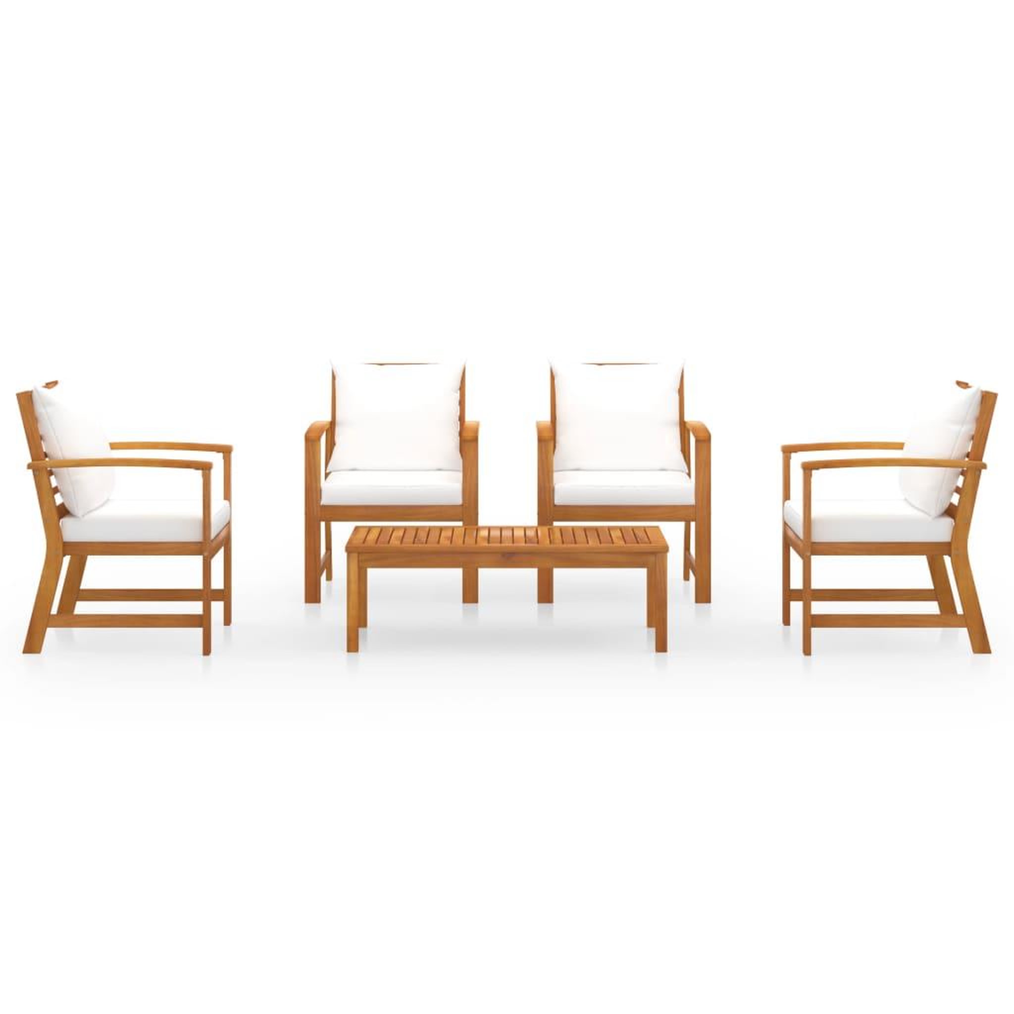 Voir la diapositive 3 : VIDAXL Salon de jardin 5 pcs avec coussin Bois d'acacia solide