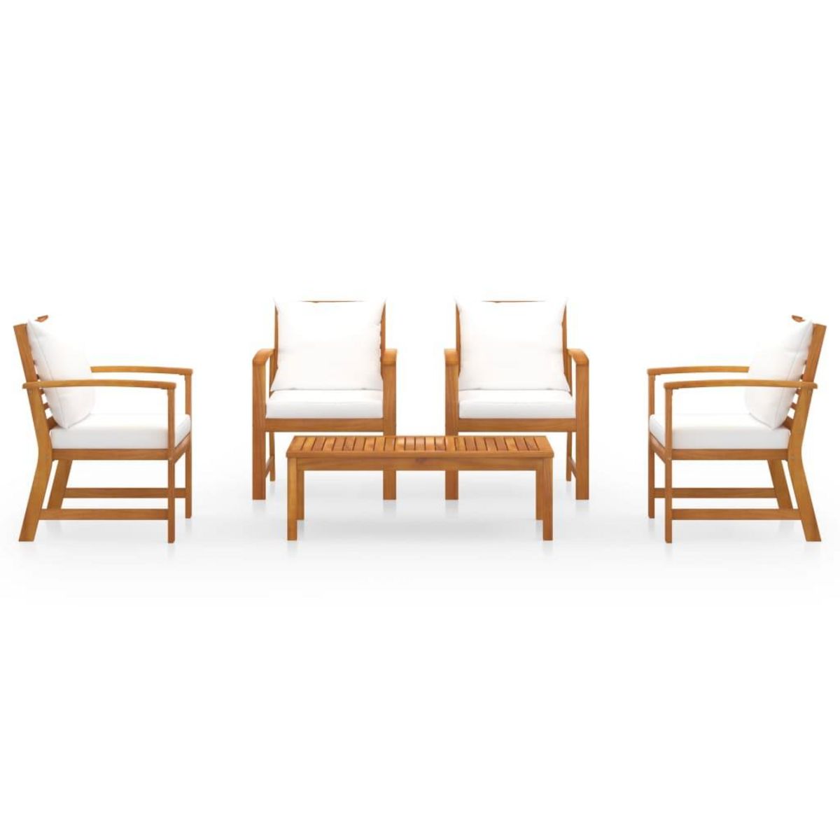 VIDAXL Salon de jardin 5 pcs avec coussin Bois d'acacia solide