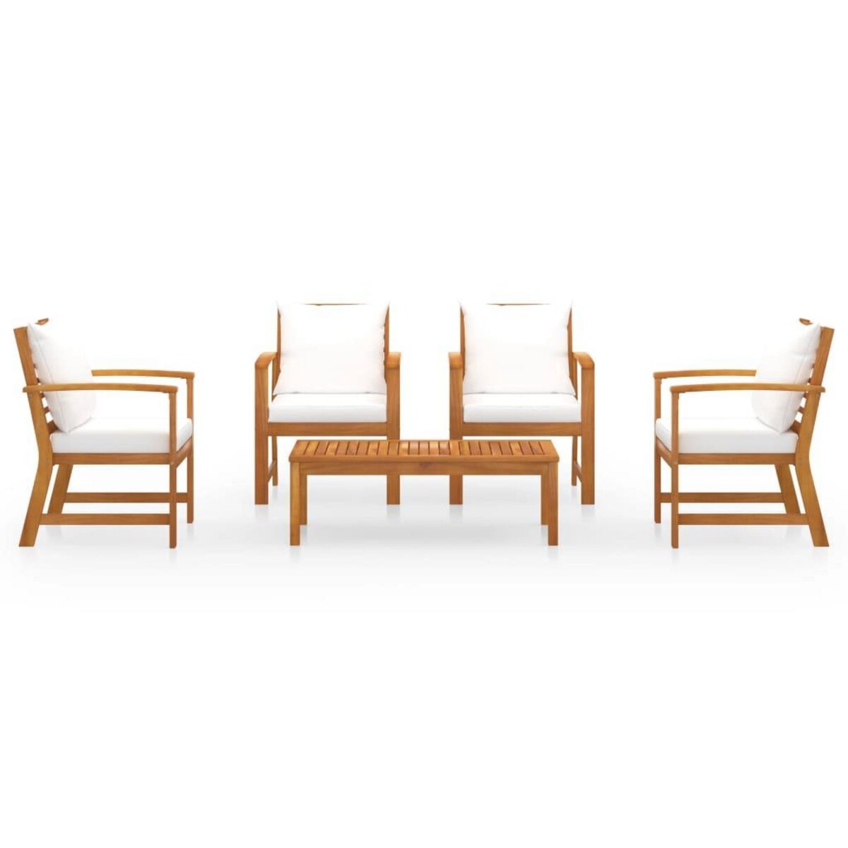 VIDAXL Salon de jardin 5 pcs avec coussin Bois d'acacia solide