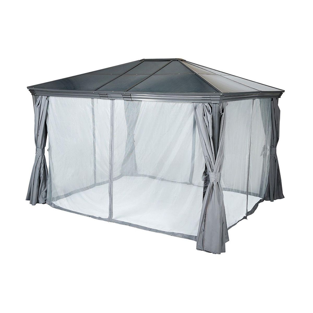 HESPERIDE Pergola Belize en aluminium et polycarbonate - L. 360 x 300 cm - Graphite