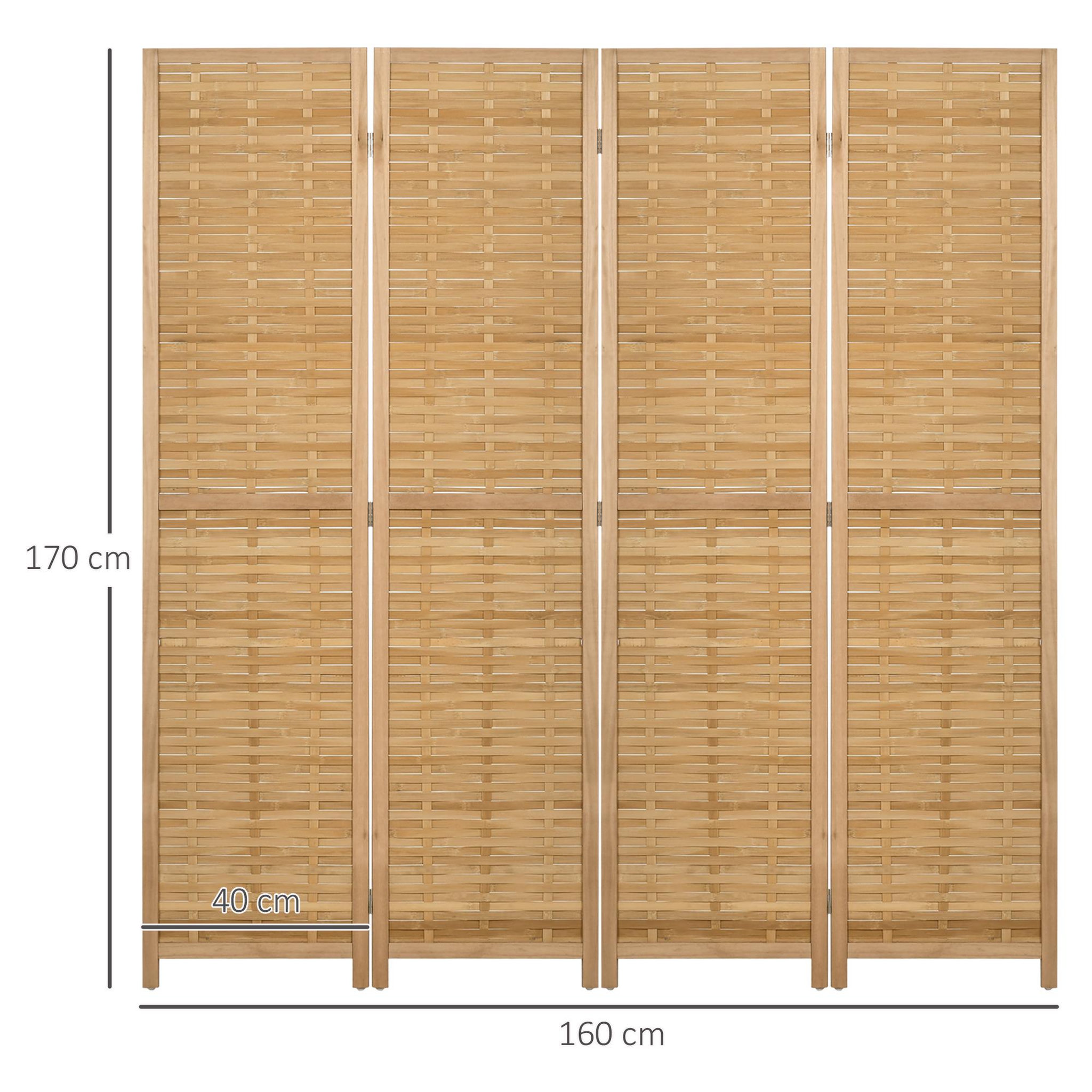 Voir la diapositive 3 : HOMCOM Paravent intérieur séparateur de pièce pliable 4 panneaux dim. 160L x 170H cm bois bambou