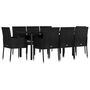Voir la diapositive 3 : VIDAXL Ensemble a manger jardin 9pcs et coussins noir resine tressee