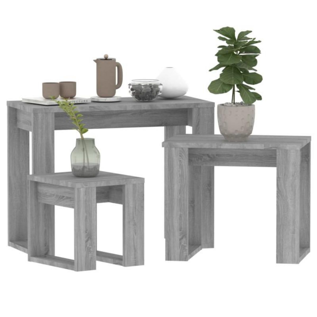 VIDAXL Tables gigognes 3 pcs Sonoma gris Bois d ingénierie