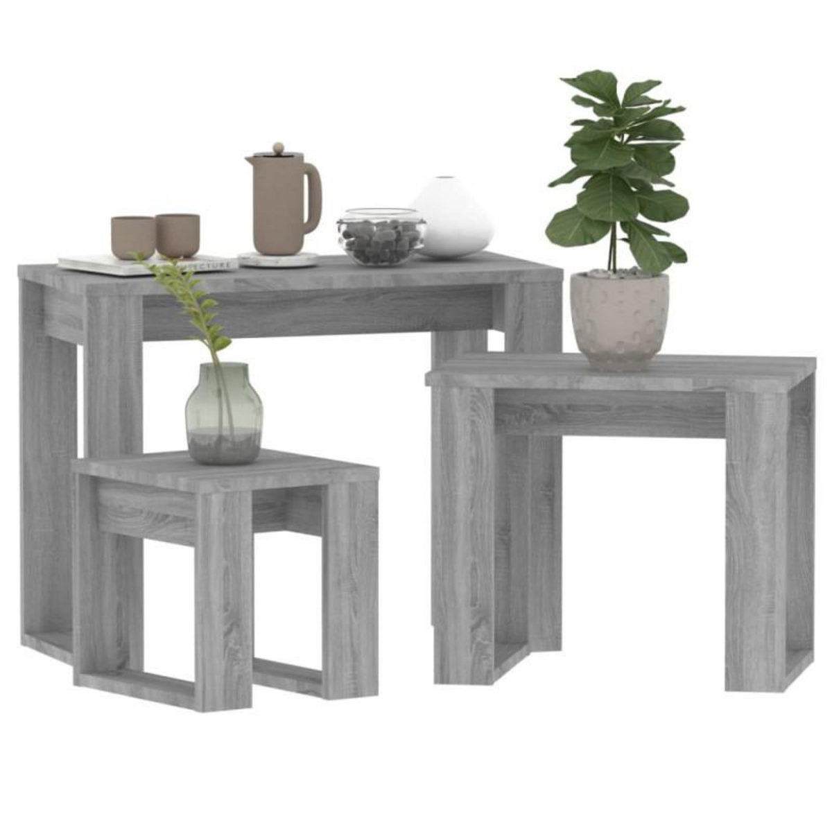 VIDAXL Tables gigognes 3 pcs Sonoma gris Bois d ingénierie
