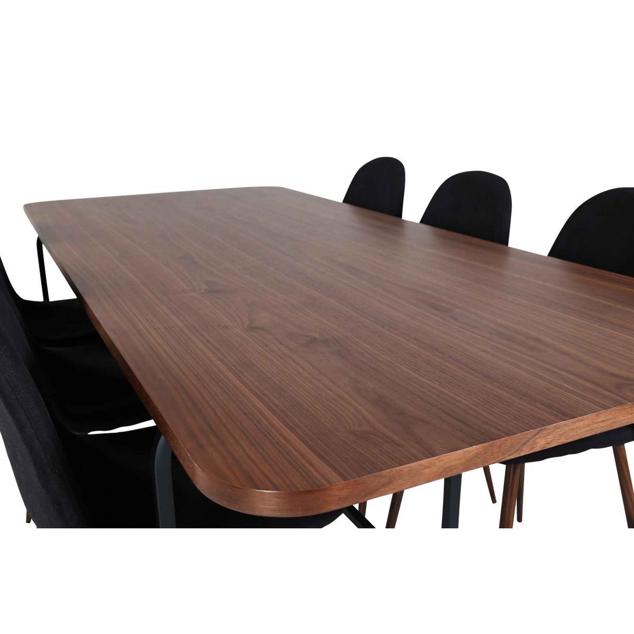 Voir la diapositive 4 : Paris Prix Ensemble table à manger & 6 chaises  uno & polar  200cm noyer & noir