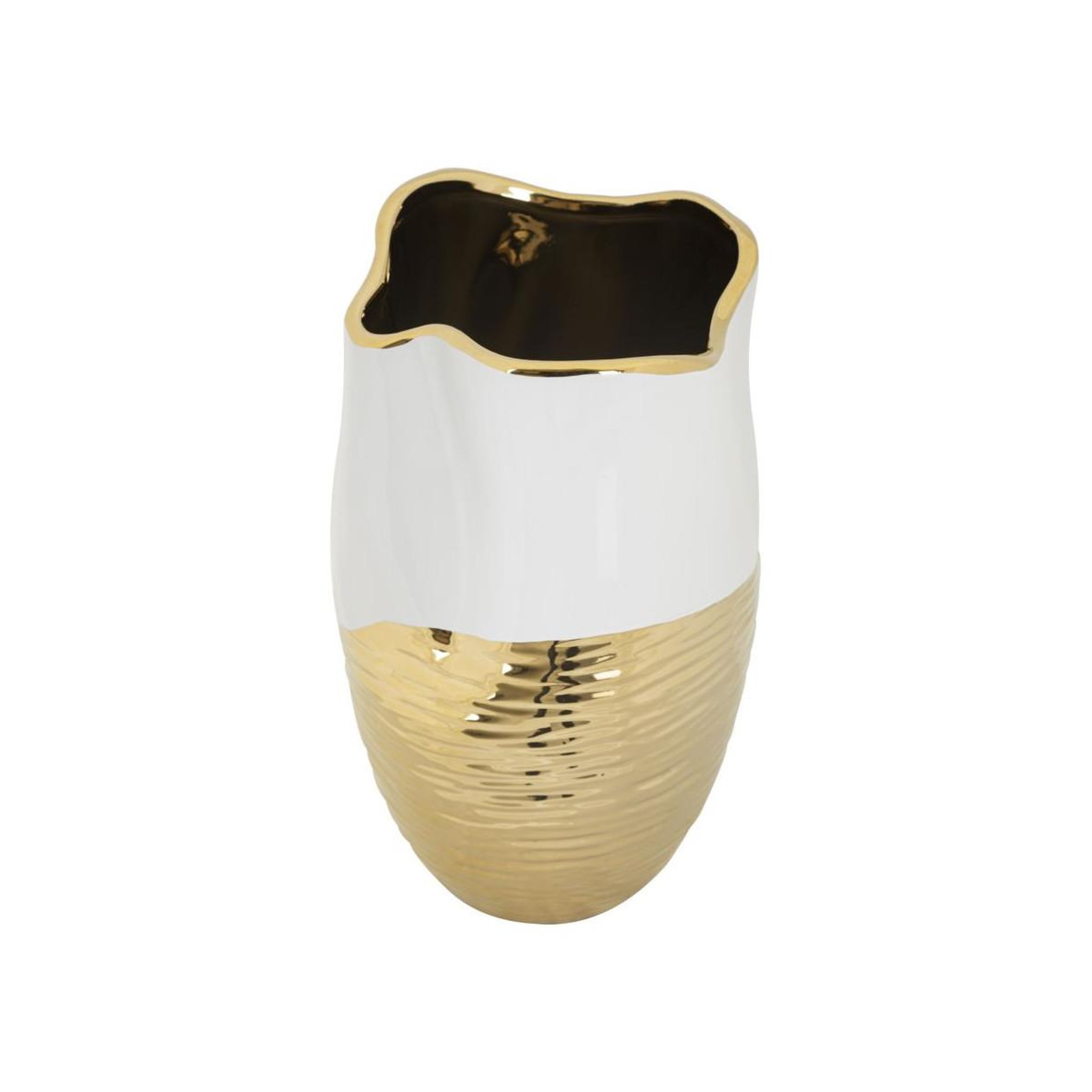 Voir la diapositive 2 : Paris Prix Vase design en céramique  lux  35cm blanc & or