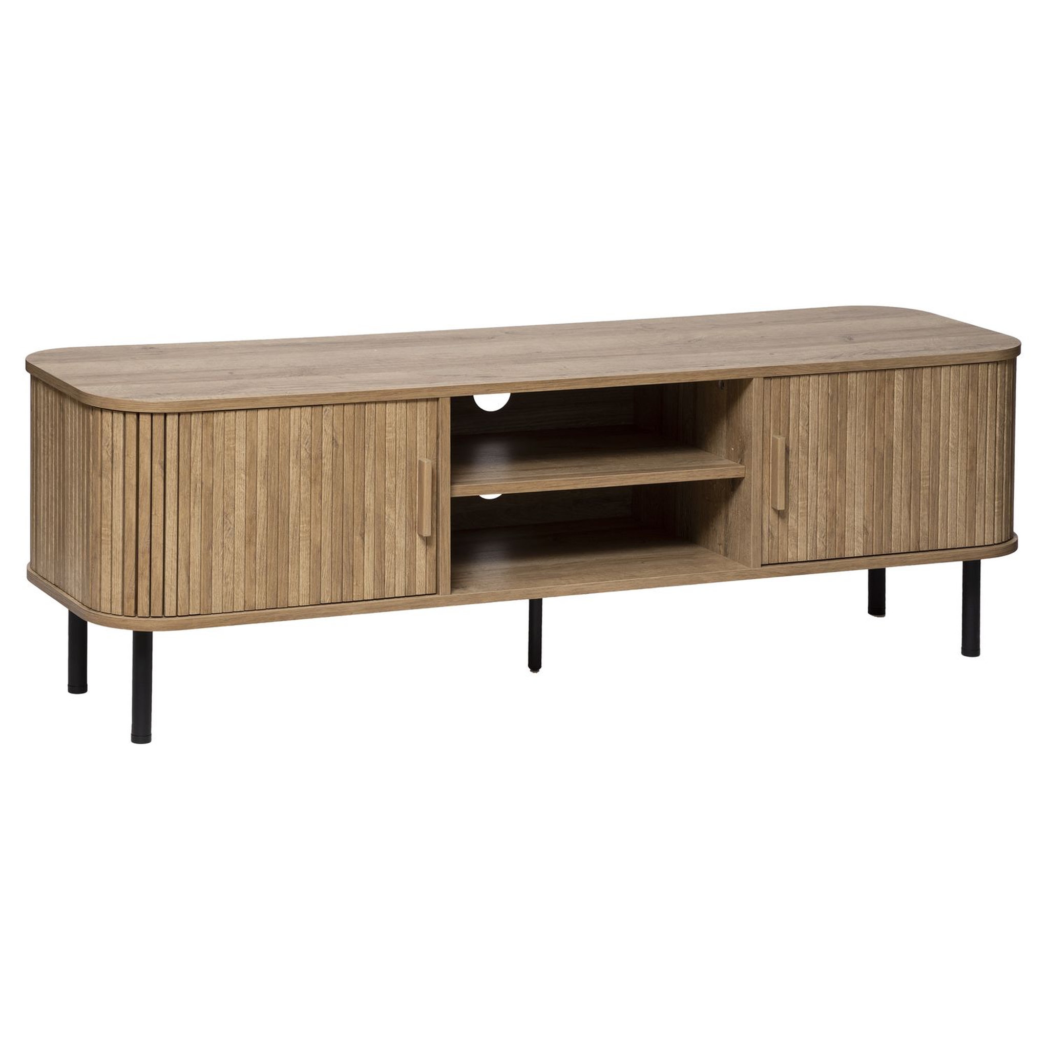 Voir la diapositive 2 : ATMOSPHERA Meuble TV 2 portes coulissantes 2 niches L140cm CAMELIA