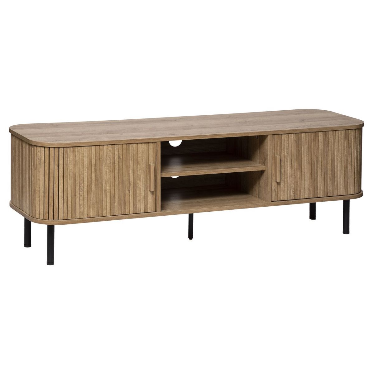 ATMOSPHERA Meuble TV 2 portes coulissantes 2 niches L140cm CAMELIA