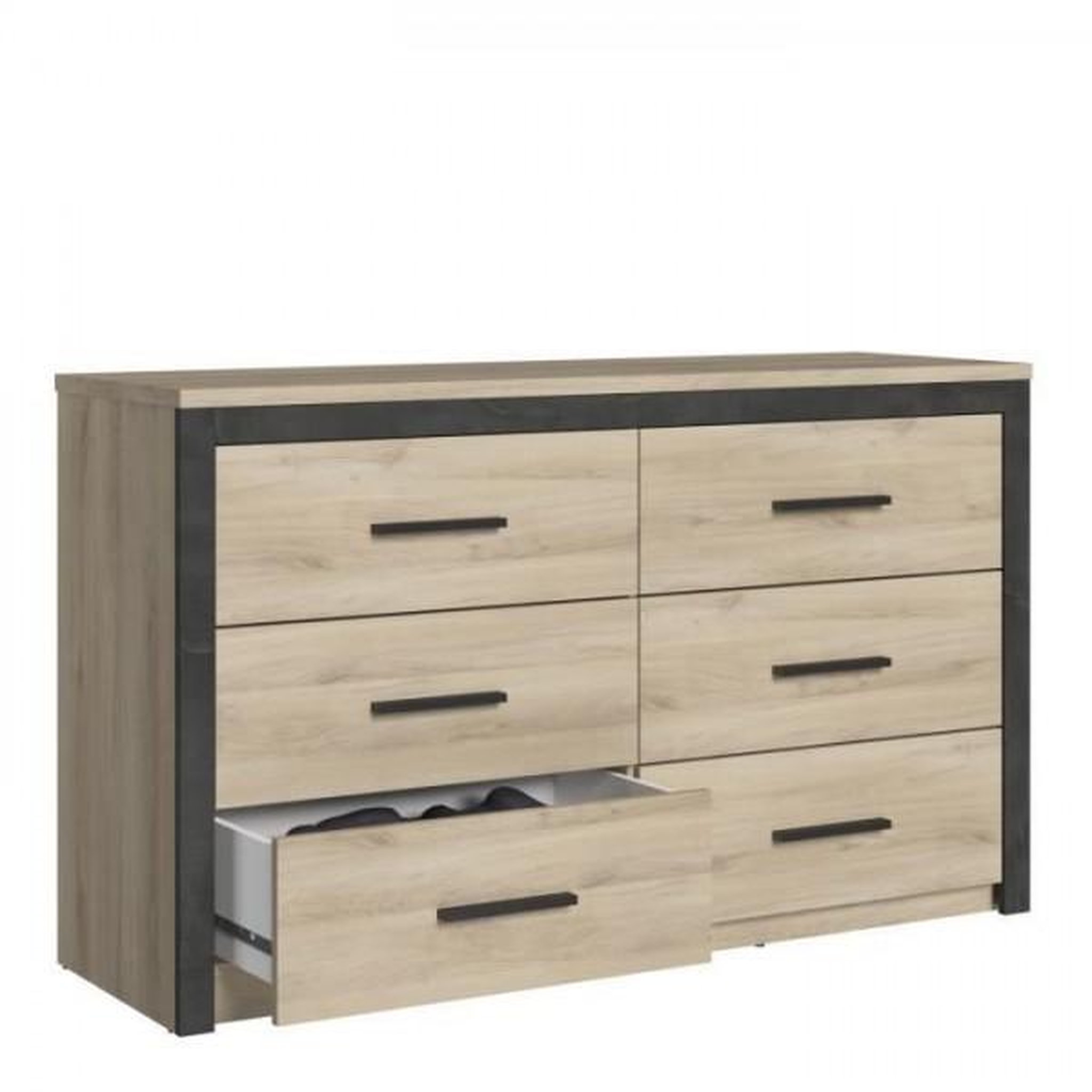 Voir la diapositive 3 : Demeyere Commode 6 tiroirs Colorado - Décor Chene Kornberg - L 129,1 x H 77,1 x P 41,8 cm - DEMEYERE