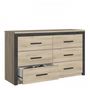 Voir la diapositive 3 : Demeyere Commode 6 tiroirs Colorado - Décor Chene Kornberg - L 129,1 x H 77,1 x P 41,8 cm - DEMEYERE