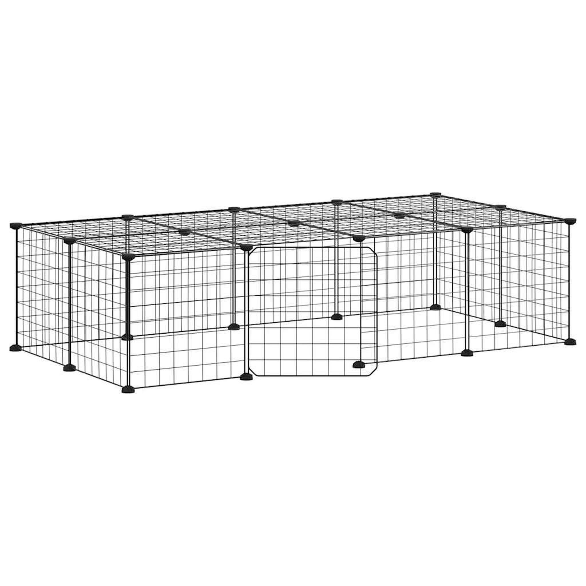 Voir la diapositive 2 : VIDAXL Cage animaux de compagnie a 20 panneaux et porte Noir 35x35 cm