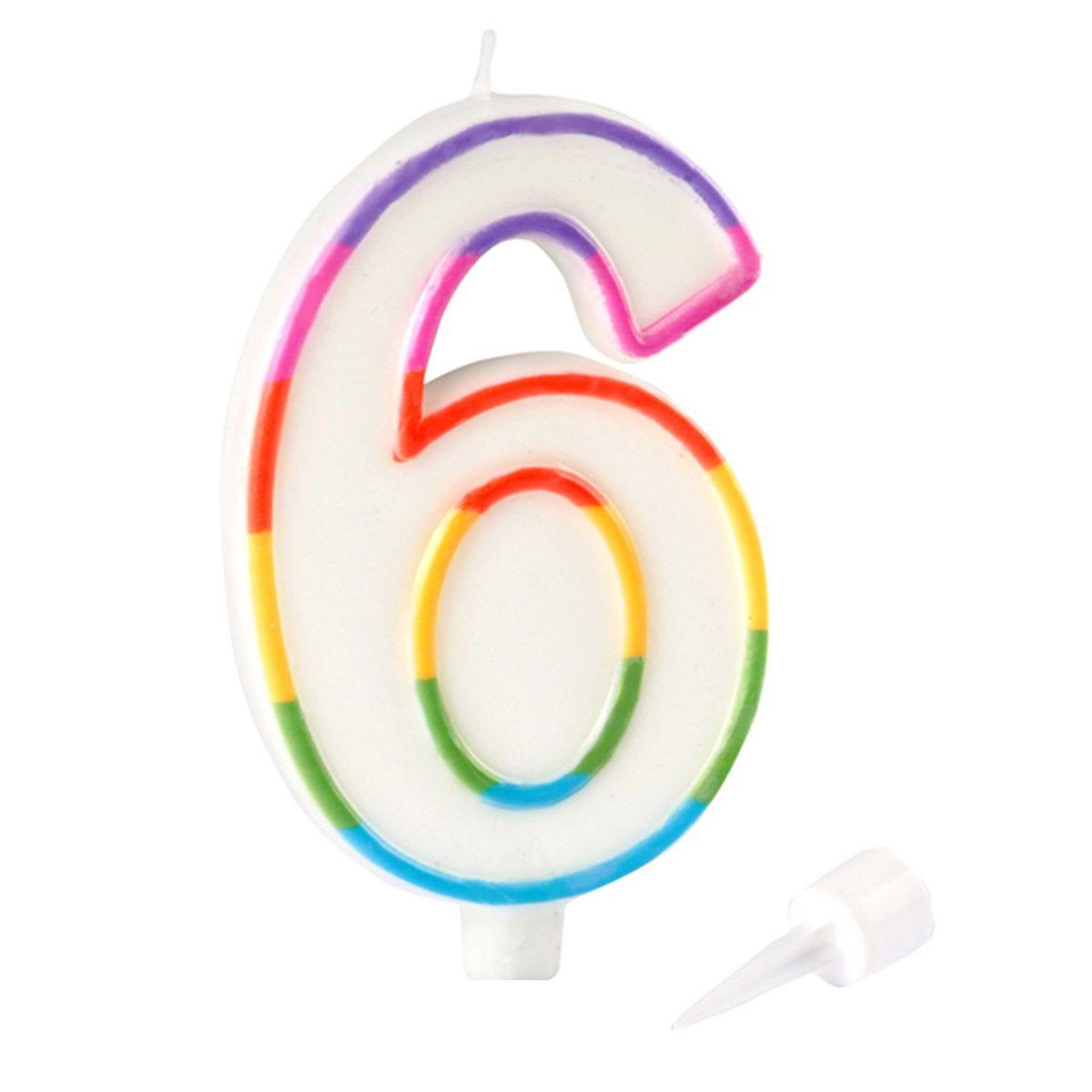 Voir la diapositive 2 : HOMEA Bougie d'Anniversaire  Chiffre 6  10cm Multicolore
