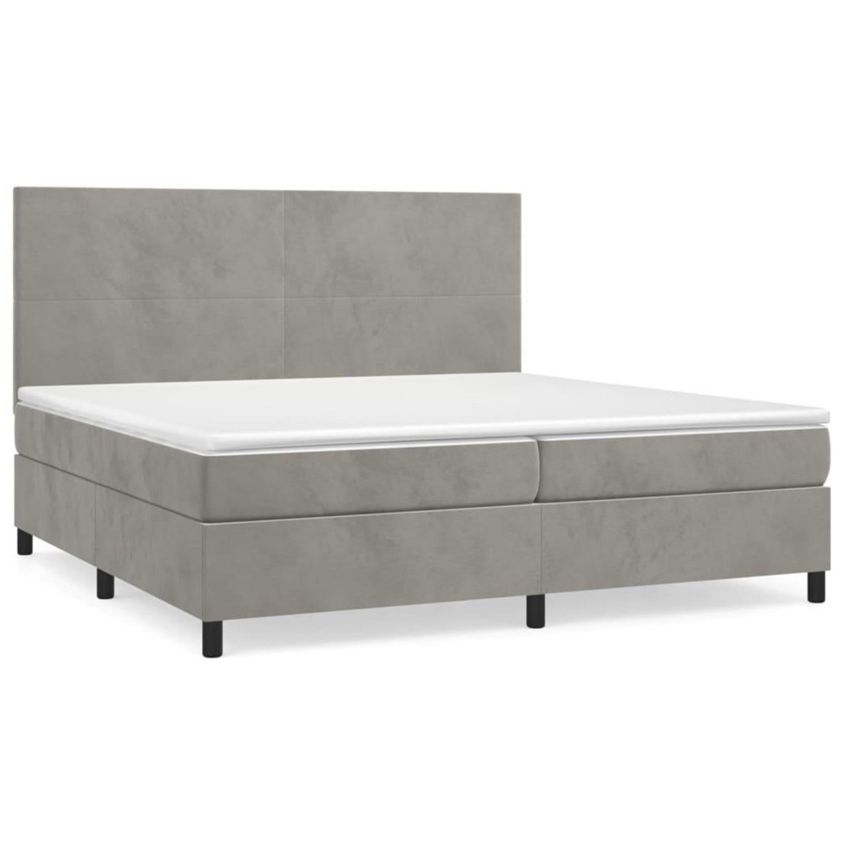 VIDAXL Sommier a lattes de lit et matelas Gris clair 200x200cm Velours
