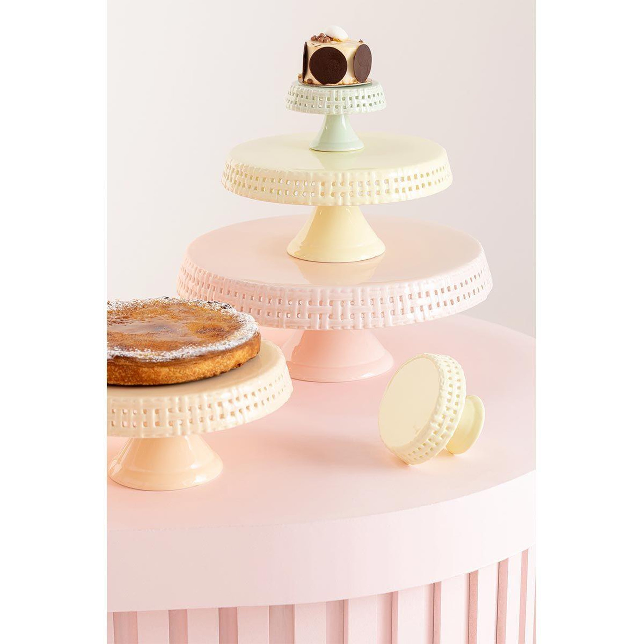 Voir la diapositive 2 : J-LINE Plat à tarte en céramique  vercer  34cm jaune