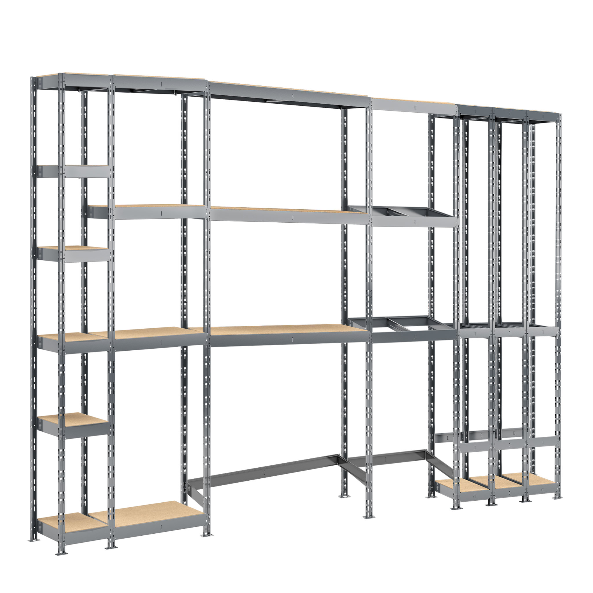 Voir la diapositive 1 : Concept rangement de garage MODULÖ STORAGE SYSTEME EXTENSION 5 étagères 16 plateaux longueur 505 cm