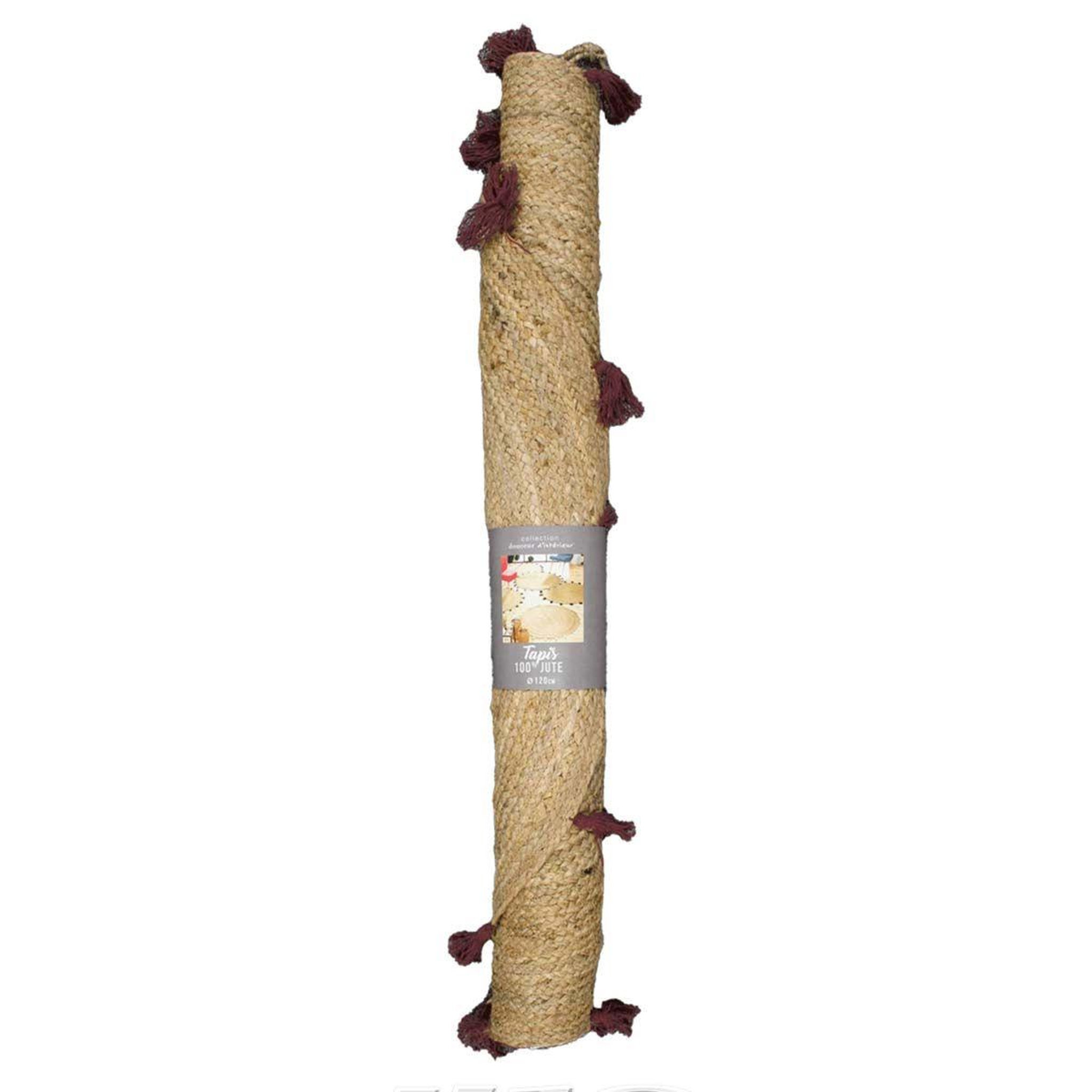 Voir la diapositive 3 : Douceur d'Intérieur Tapis déco rond en jute  shira  120cm bordeaux