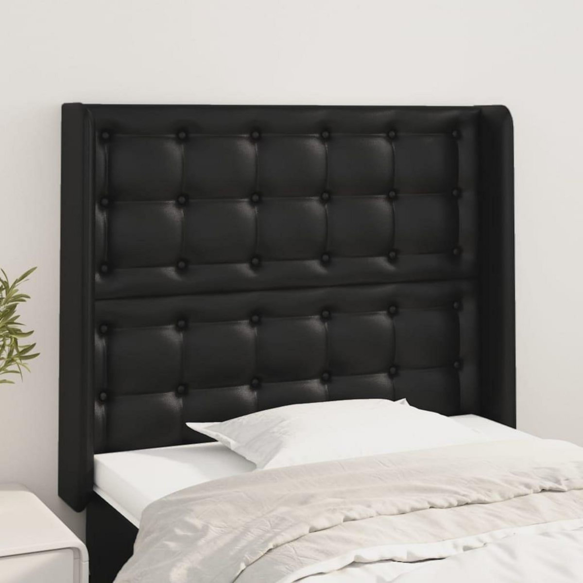 VIDAXL Tete de lit avec oreilles Noir 93x16x118/128 cm Similicuir